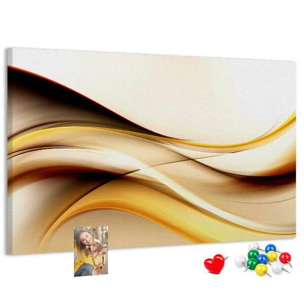 Prikbord met gouden golven op een neutrale achtergrond
