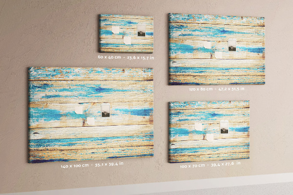 Kurkbord met rustieke planken in blauwe tinten