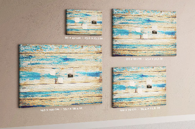Kurkbord met rustieke planken in blauwe tinten