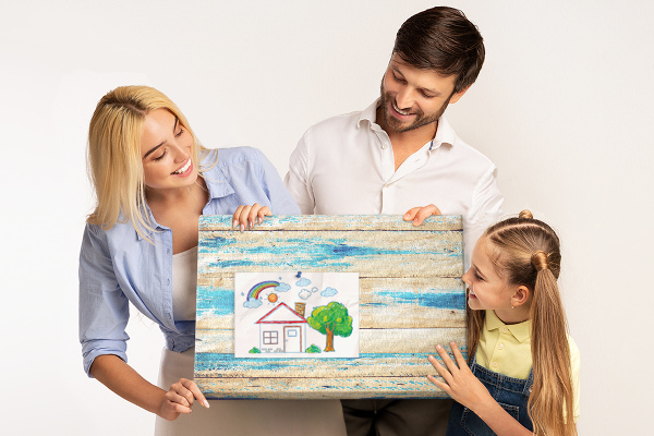 Kurkbord met rustieke planken in blauwe tinten