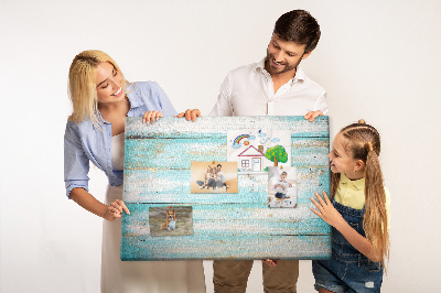 Kurk prikbord houten plank in verschillende blauwtinten