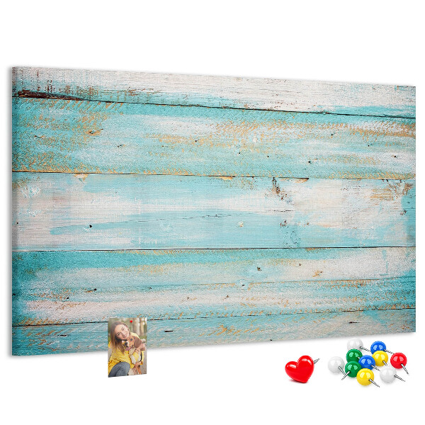 Kurk prikbord houten plank in verschillende blauwtinten