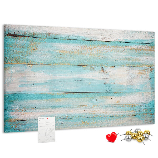 Kurk prikbord houten plank in verschillende blauwtinten