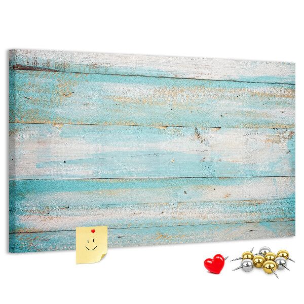 Kurk prikbord houten plank in verschillende blauwtinten