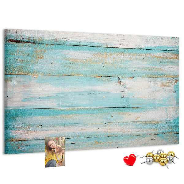 Kurk prikbord houten plank in verschillende blauwtinten