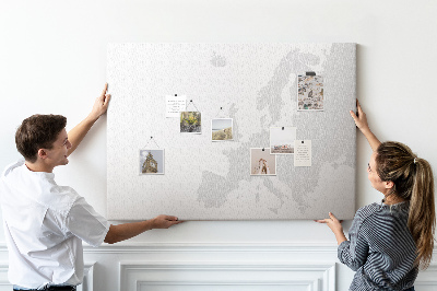 Prikbord met kaart van Europa voor het aangeven van locaties