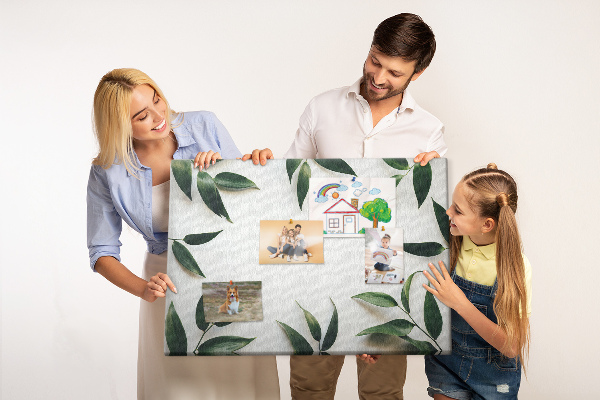 Prikbord met een delicate en minimalistische bladerenprint