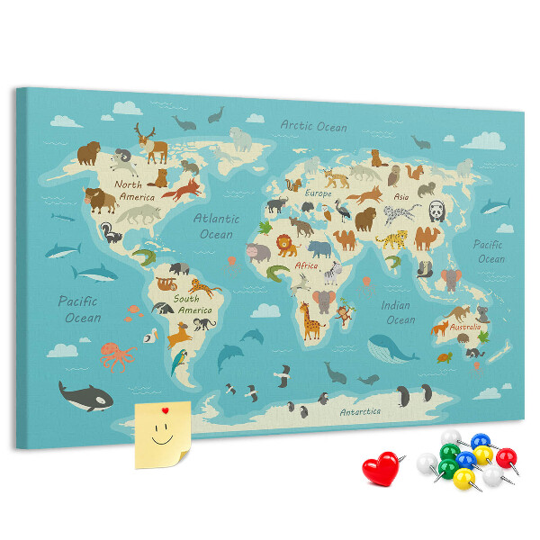 wereldkaart met wilde dieren