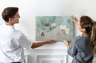 Kurk prikbord met groen marmeren motief en fijne aderen
