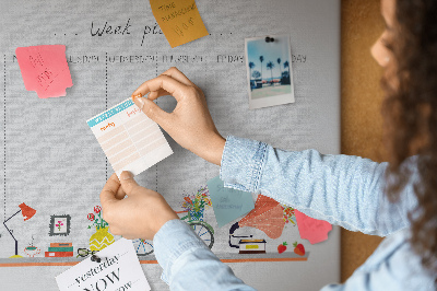 Prikbord kleurrijke weekplanner met kantoorthema's