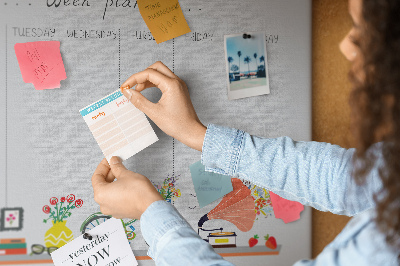 Prikbord kleurrijke weekplanner met kantoorthema's