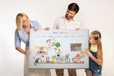 Prikbord kleurrijke weekplanner met kantoorthema's