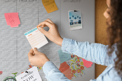 Prikbord kleurrijke weekplanner met kantoorthema's