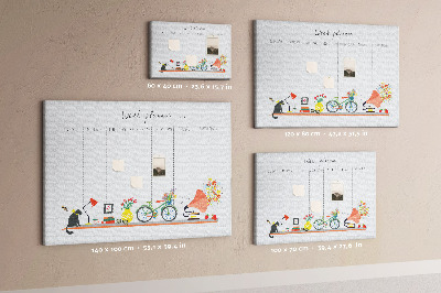 Prikbord kleurrijke weekplanner met kantoorthema's