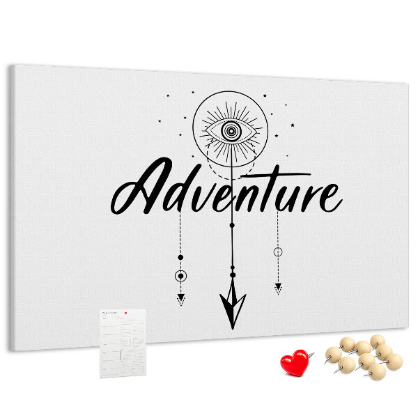 Kurkbord het avontuur van het oog- en pijlsymbool