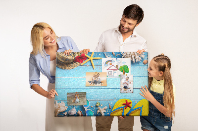Kurken prikbord met thema zomerse strandvakantie en accessoires