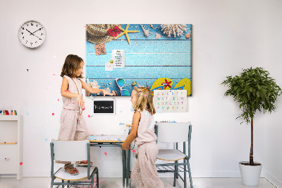 Kurken prikbord met thema zomerse strandvakantie en accessoires