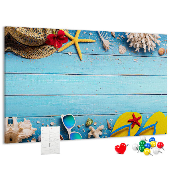 Kurken prikbord met thema zomerse strandvakantie en accessoires