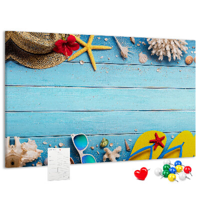 Kurken prikbord met thema zomerse strandvakantie en accessoires