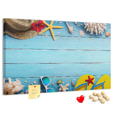 Kurken prikbord met thema zomerse strandvakantie en accessoires