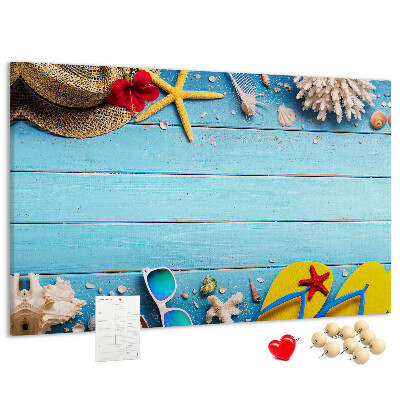 Kurken prikbord met thema zomerse strandvakantie en accessoires