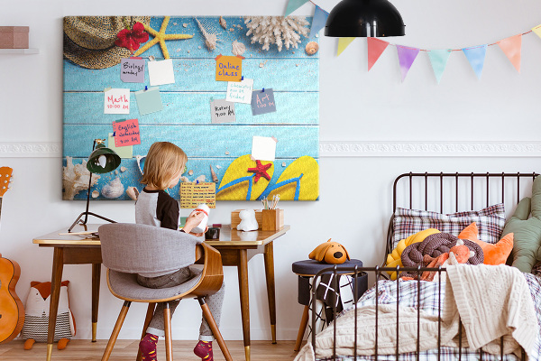 Kurken prikbord met thema zomerse strandvakantie en accessoires