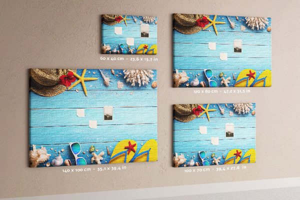 Kurken prikbord met thema zomerse strandvakantie en accessoires