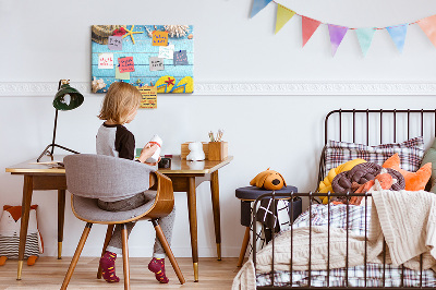 Kurken prikbord met thema zomerse strandvakantie en accessoires