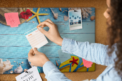 Kurken prikbord met thema zomerse strandvakantie en accessoires