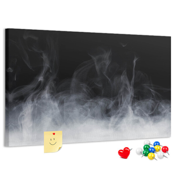 Prikbord sensuele dans van mist op een zwarte achtergrond