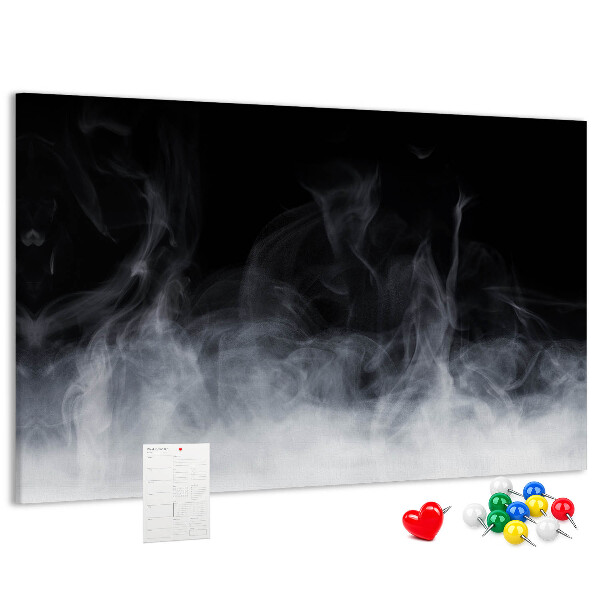 Prikbord sensuele dans van mist op een zwarte achtergrond