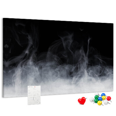 Prikbord sensuele dans van mist op een zwarte achtergrond