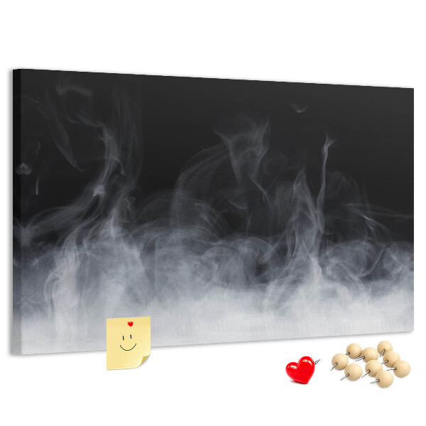 Prikbord sensuele dans van mist op een zwarte achtergrond