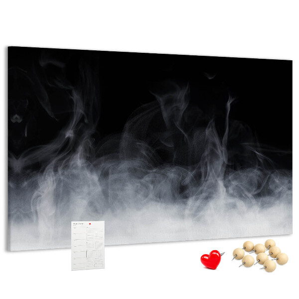 Prikbord sensuele dans van mist op een zwarte achtergrond