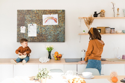 Prikbord met roestig oppervlak en blauwe accenten