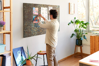 Prikbord met roestig oppervlak en blauwe accenten