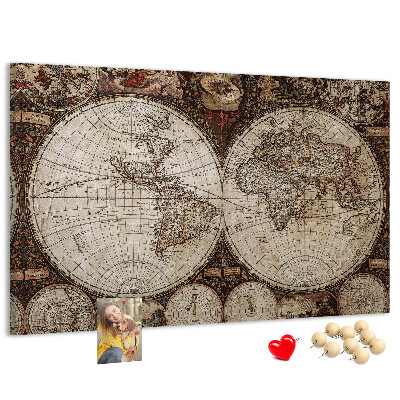 Kurkbord met een kaart van de oude wereld en geografische details