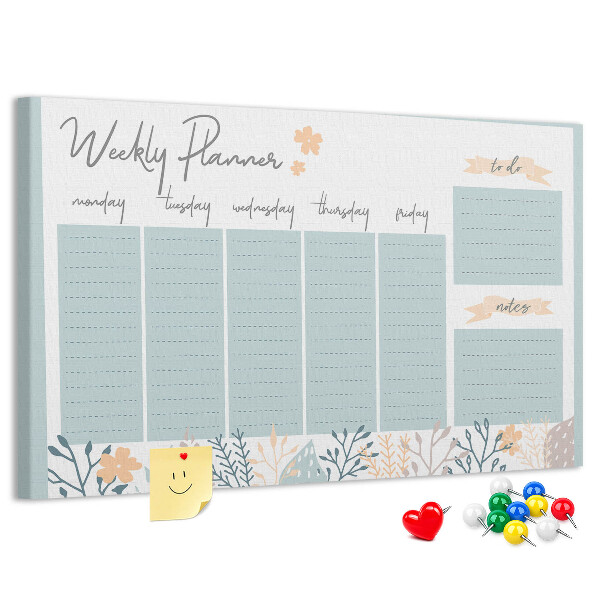 Prikbord met bloemenpatroon op het weekplan