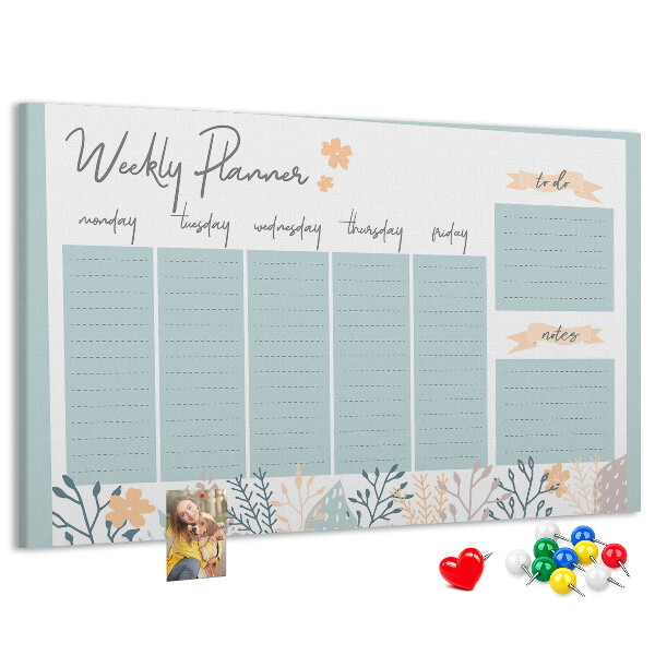 Prikbord met bloemenpatroon op het weekplan