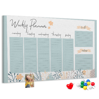 Prikbord met bloemenpatroon op het weekplan