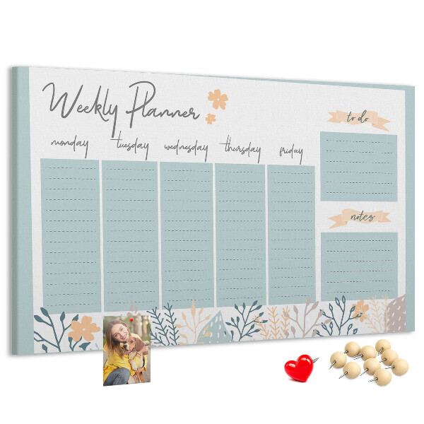 Prikbord met bloemenpatroon op het weekplan