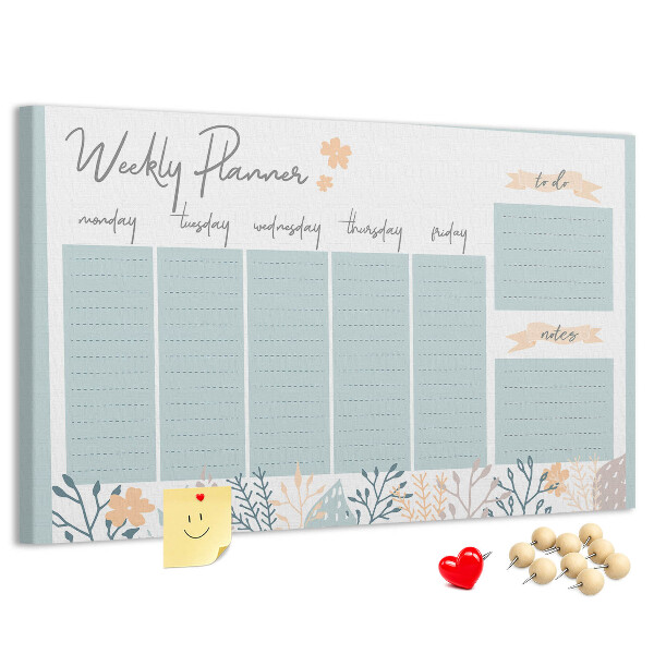 Prikbord met bloemenpatroon op het weekplan