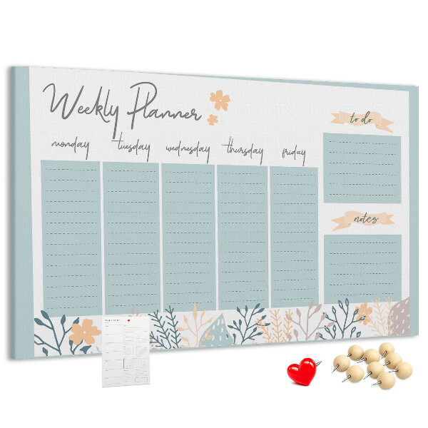 Prikbord met bloemenpatroon op het weekplan