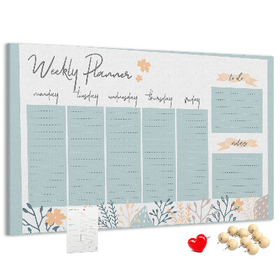 Prikbord met bloemenpatroon op het weekplan