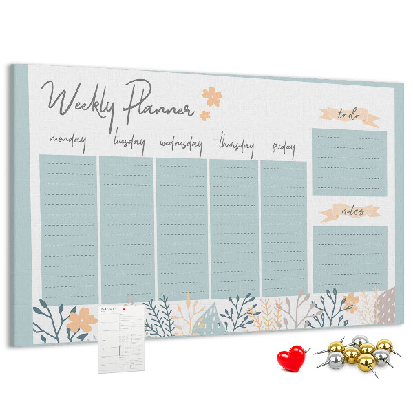Prikbord met bloemenpatroon op het weekplan