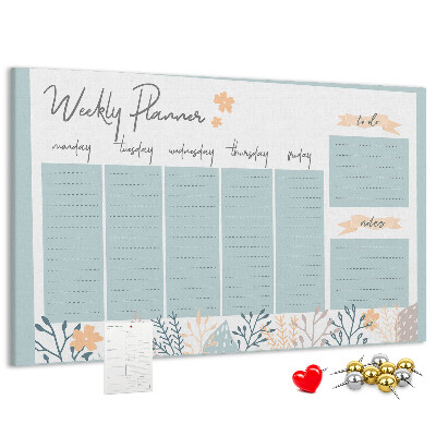 Prikbord met bloemenpatroon op het weekplan