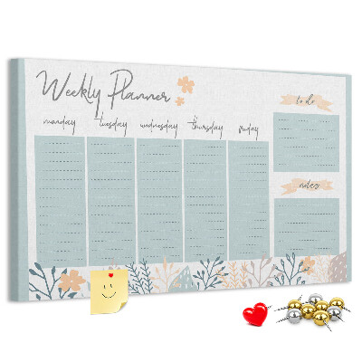 Prikbord met bloemenpatroon op het weekplan