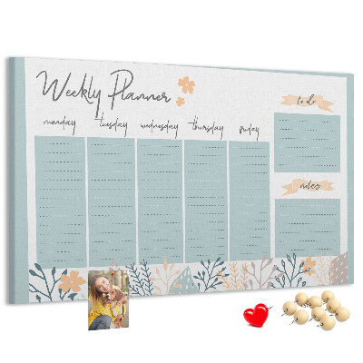 Prikbord met bloemenpatroon op het weekplan
