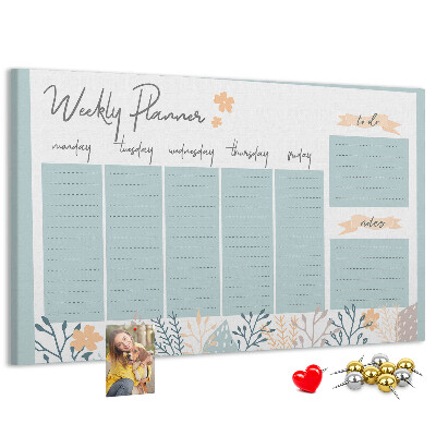 Prikbord met bloemenpatroon op het weekplan
