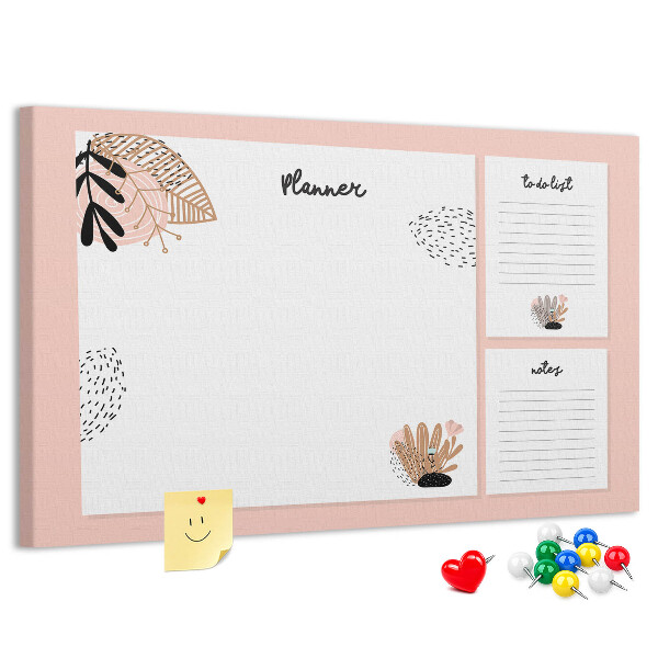 Kurkbord stijlvolle planner met bloemenaccenten